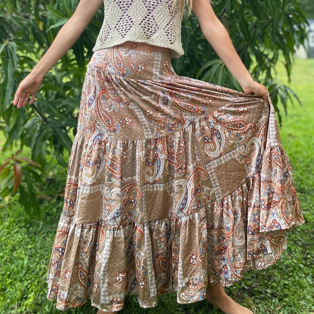 Paisley Bohemian Maxi Skirt Natural Life